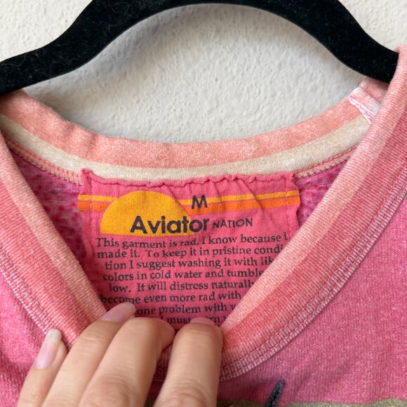 Aviator Nation Serape Bolt Stitch Crop Sweatshirt in Pink Size M - Picture 5 of 7